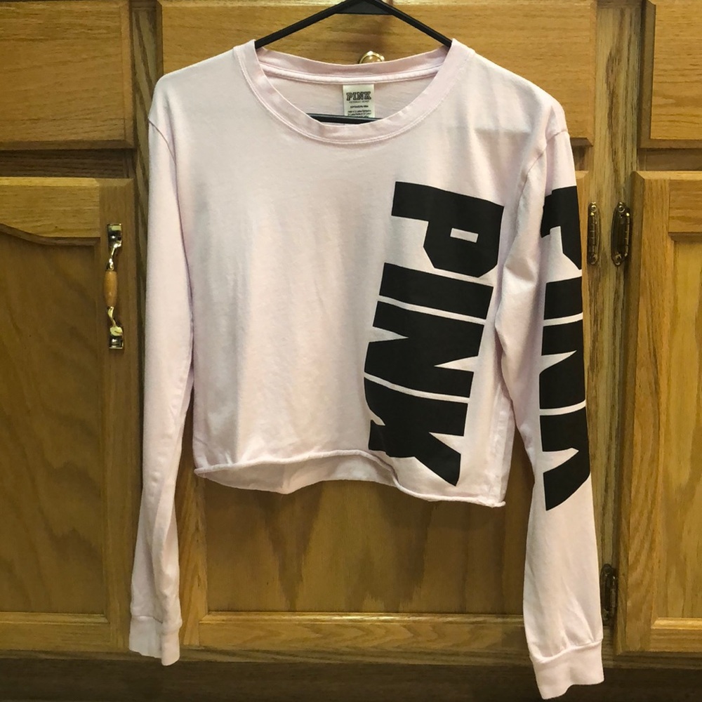 Pink long sleeve crop top size -S